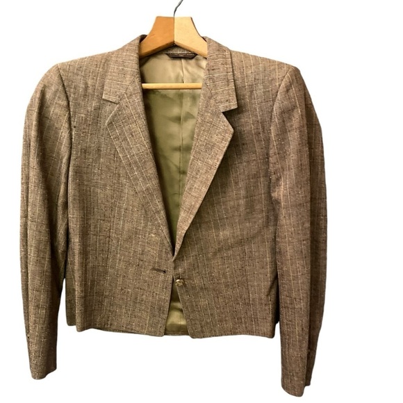 Union made  Vintage Size 10 Wool Jacket Fully Lined plaid Tan  Long Sleeve - Picture 1 of 12